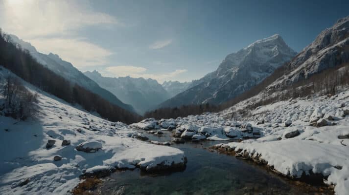 Por encima del puerto de Vršič en invierno